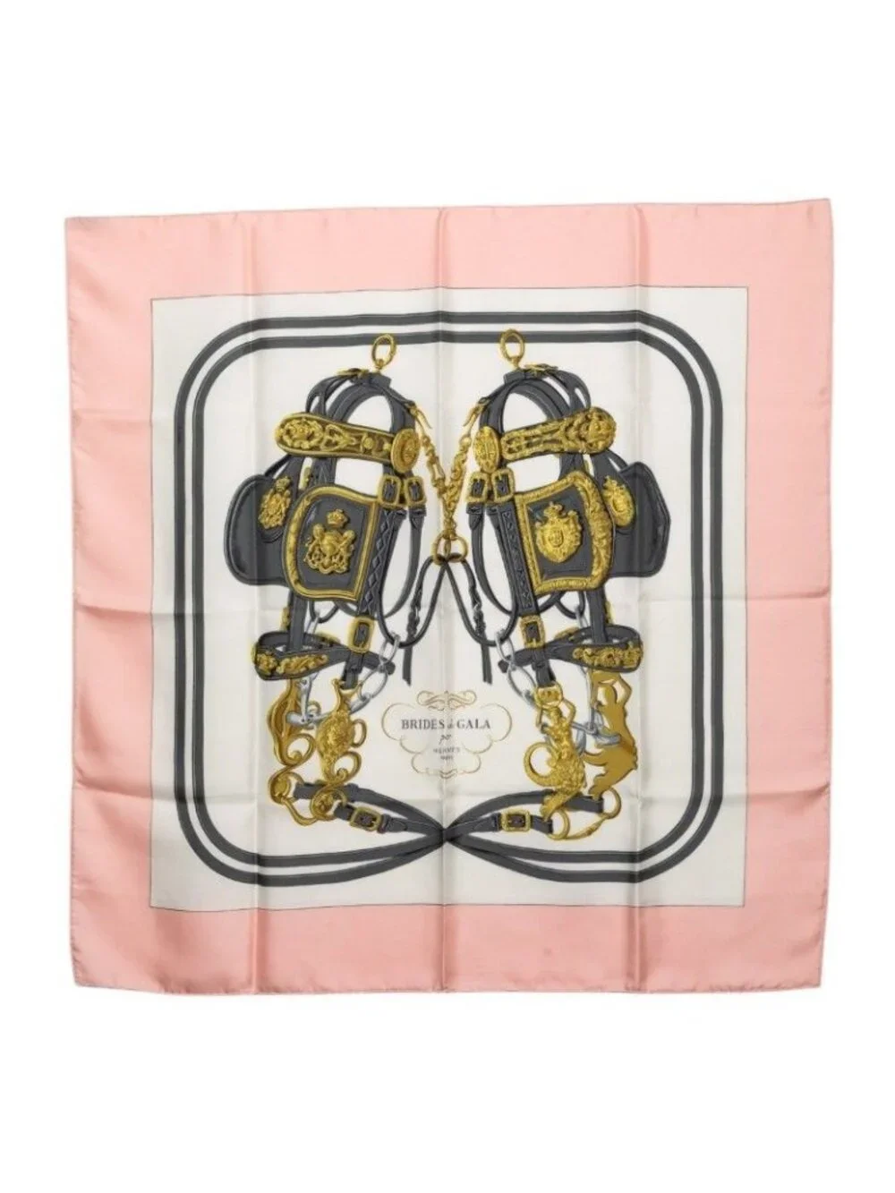 Hermes Carre 90 Brides de Gala Ceremony Bridle Scarf Large Pink Multicolor Silk